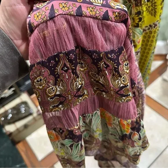 Anthropologie Lovett Tiered Maxi Botanical Dress Size Small Small